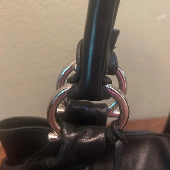 Salvatore Ferragamo Gancini Black Leather Shoulder Bag - Picture 9 of 17